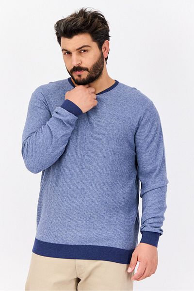 GAS Men Crew Neck Solid Long Sleeves Sweatshirt, Slate Blue