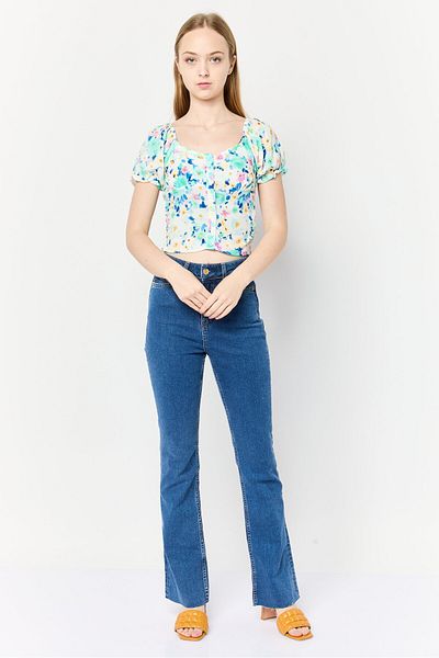 DeFacto Women Square Neck Floral Print Blouse, Multicolor