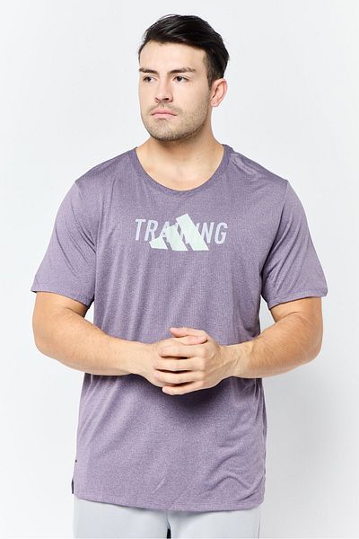 adidas Men Sportswear Fit Short Sleeves Training T-shirt, Dark Purple