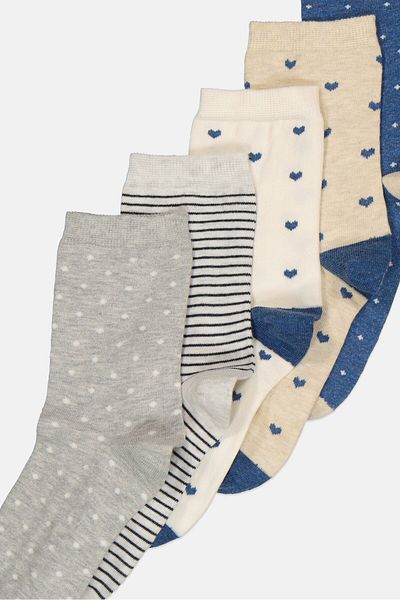 XOXO Women 5 Pairs Long Socks, Multicolor