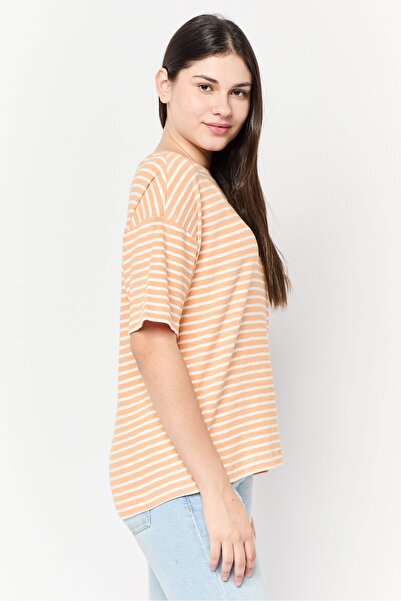 Esprit Women Crew Neck Short Sleeves Yarn Dye T-Shirt, Multicolor