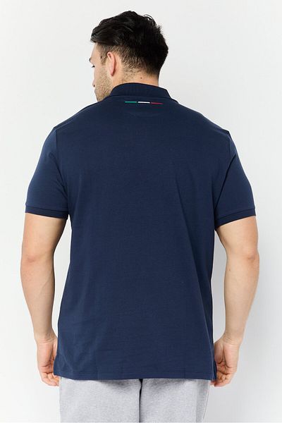 Lamborghini Men Regular Fit Graphic Printed Short Sleeves Polo Shirt, Navy