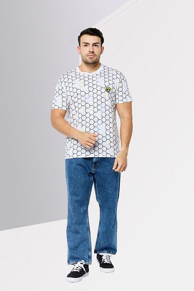 Lamborghini Men Crew Neck Short Sleeves Abstract Print T-Shirt, Multicolor