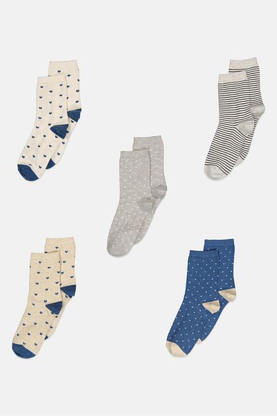 XOXO Women 5 Pairs Long Socks, Multicolor