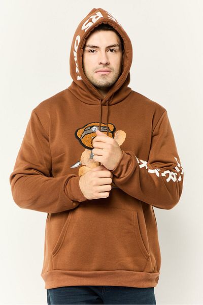 Members Only Men Embroidered Long Sleeve Hoodie, Brown