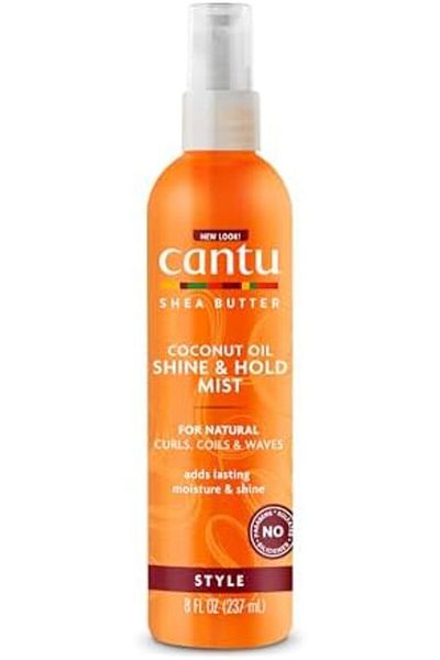 Cantu Shine and Hold Spray with Shea Butter and Coconut Oil, 8 ounces, White