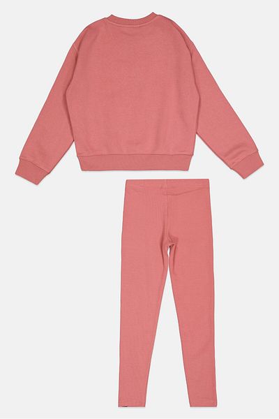 Ellesse Kids Girl 2 Piece Brand Logo Sweatshirt And Sweatpants Set, Old Rose