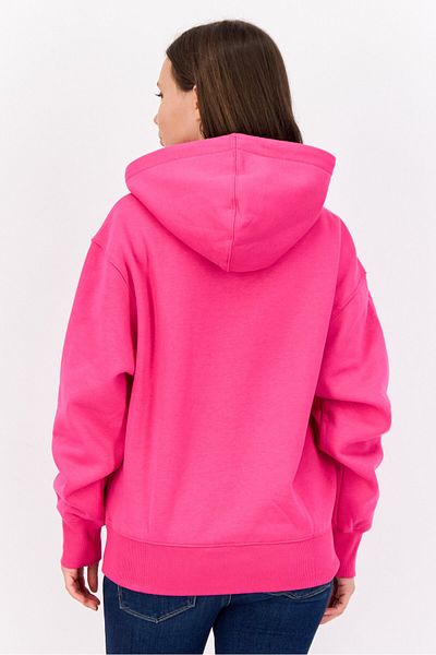Esprit Women Brand Logo Long Sleeve Hooded Sweatshirts, Dark Pink