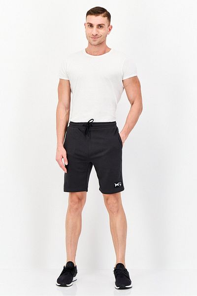 Tapout Men Drawstring Brand Logo Basic Shorts, Dark Grey