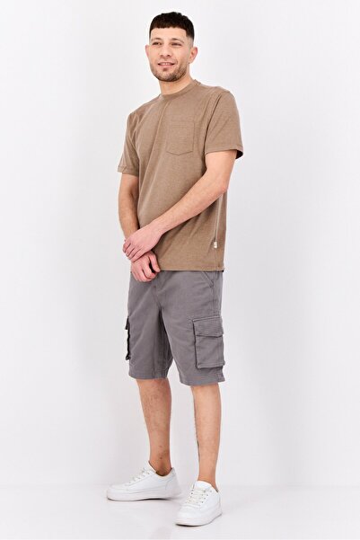 Threadbare Men Plain Bute Cargo Shorts, Charcoal