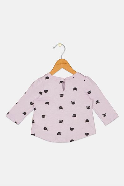 GAP Toddlers Girl Allover Printed Long Sleeve Top, Lavender