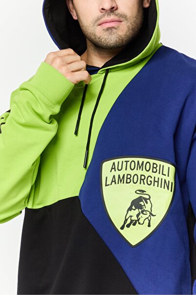 Lamborghini Men Brand Logo Long Sleeves Hoodie Multicolor
