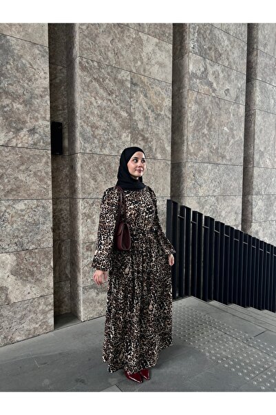 Moda Lippa Φόρεμα με ζώνη με λεοπάρ σχέδιο