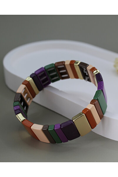 Luvix Design Colorful Ceramic Plated Block Bracelet