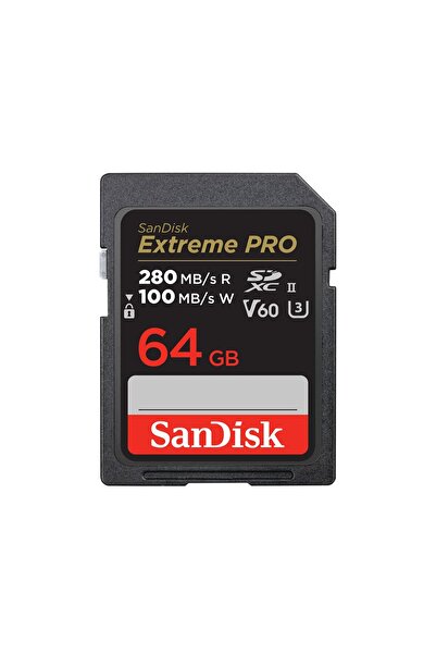 SanDisk Extreme Pro 64GB 280mb/s V60 UHS-II SDXC Hafıza Kartı