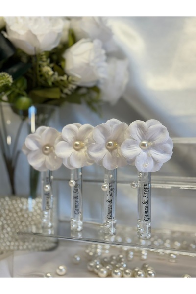 Siorina Events Sprey Kolonya Şişesi Yapay Ortanca Çiçekli İncili Nikah Söz Ni...