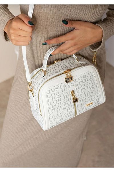Just Polo Double Way Zipper Written Vegan Leather Women Cross Shoulder Bag 2057