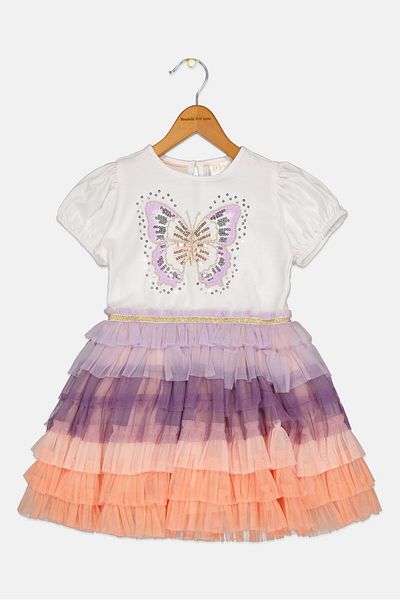 Miss Kids Girl Embroidered Dress, Multicolor