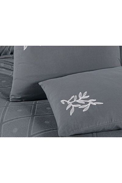 Beğenal 100% Cotton Beğenal Premium Gray Colored Double Embroidered Pique Set
