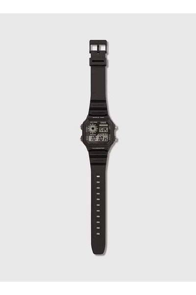 Casio ساعة رقمية للرجال من الراتنج AE-1200WH-1AVDF - 42 مم - أسود