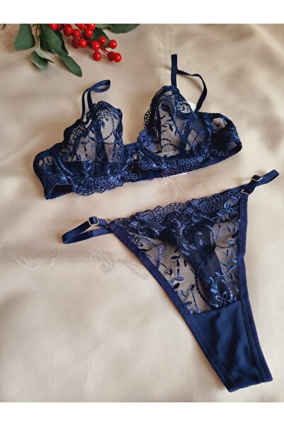 Demirsa Boutique Бюстгальтер з мереживом і квітковим візерунком, комплект ниж...
