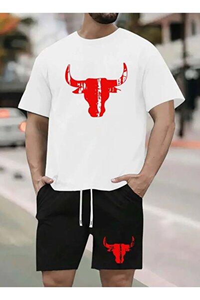 Framgan Set de tricou cu imprimeu Angry Bull pentru bărbați, negru/alb