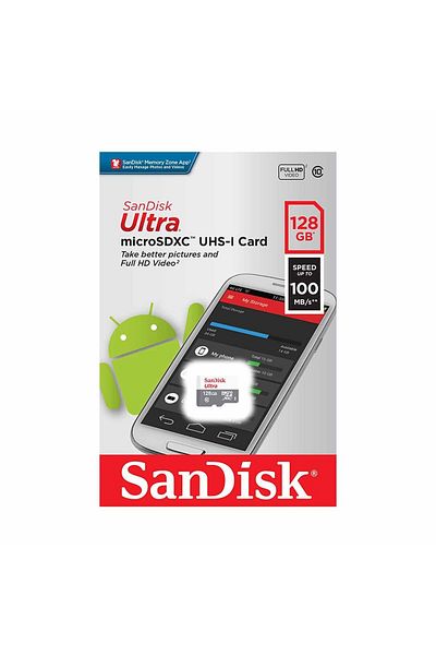 SanDisk بطاقة ذاكرة MicroSDXC فائقة السرعة بسعة 128 جيجابايت وسرعة 100 ميجابايت/ثانية
