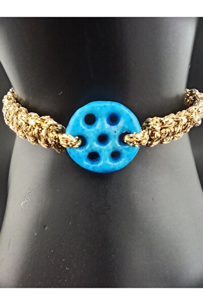 sondonfashion Süryani Beş Gözlü Nazarlık Simli Altın İple Örülmüş Macrome Bil...