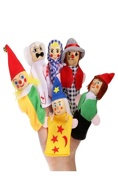 Hyd Set of 6 Wooden Finger Puppet Baby Game Fairy Tale Story Visual Intelligence Development Props Toy