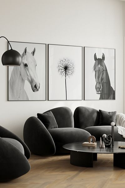 Home Romantic 3-Piece Decoration, Living Room Decor, Hall Decor Frameless Noble Set of 3