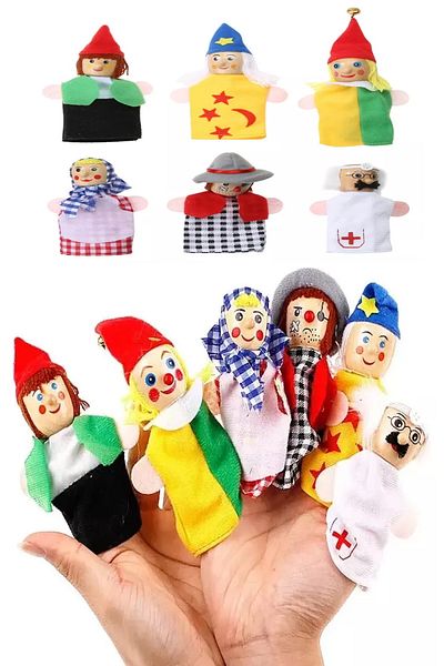 Hyd Set of 6 Wooden Finger Puppet Baby Game Fairy Tale Story Visual Intelligence Development Props Toy