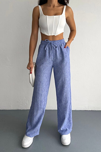 Swana Ленени панталони с еластична талия и удобна кройка