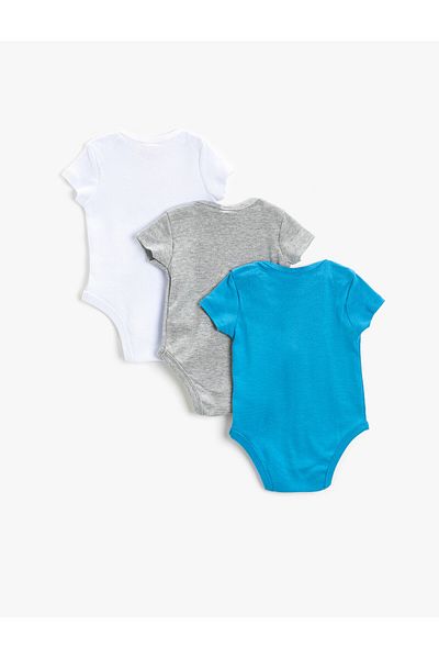 Koton 3-Piece Animal Printed Short Sleeve Snapback Bodysuit Set Cotton