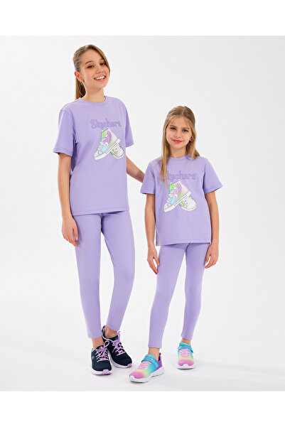 SKECHERS G Graphic Tee T-shirt Büyük Kız Çocuk Mor Tshirt Sk2510019-505
