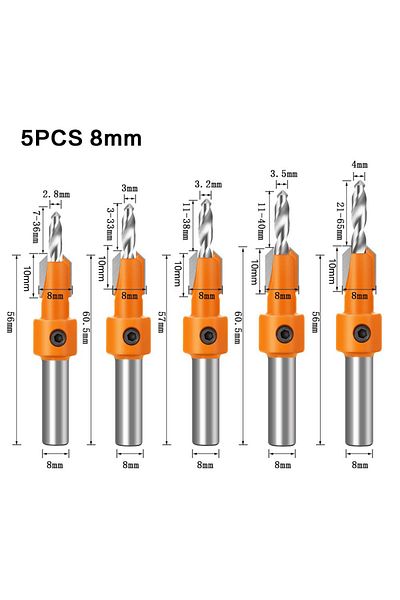 Choice 8mm set 5Pcs 8mm Shank HSS Woodworking Countersink Router Bit Screw Extractor Remon Demolition for W