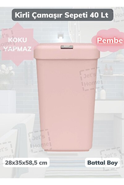 Jet's Home Çamaşır Sepeti Bas-çek Kirli Çamaşır Kutusu Pembe 40 Litre