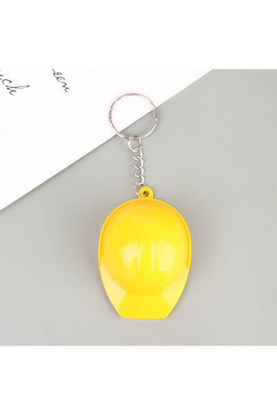 KvJJL سلسلة مفاتيح خوذة صلبة صفراء قطعة واحدة، هدية إبداعية للعطلات، فتاحة خوذة أمان، مفاتيح مجوهرات بلاستيكية