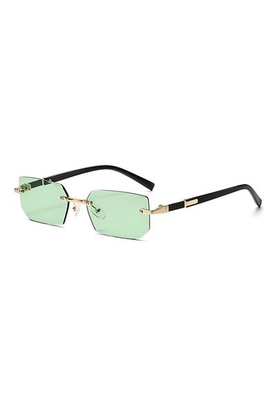 Choice Gold GREEN Trendy Rimless Sunglasses for Men Women Fashion Frameless Rectangle Sun Glasses Retro Sha