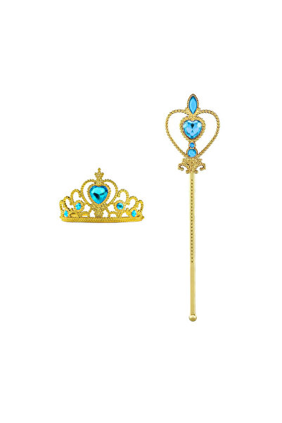 Choice تاج وعصا سحرية مرصعة بأحجار الراين من GoldBlue18 للأطفال مع حلقة رأس م...