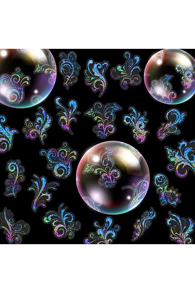 Choice T50-1550 50 Pcs Transparent Laser Fancy Hot Stamping Holographic Stickers for Water Bottles Phone