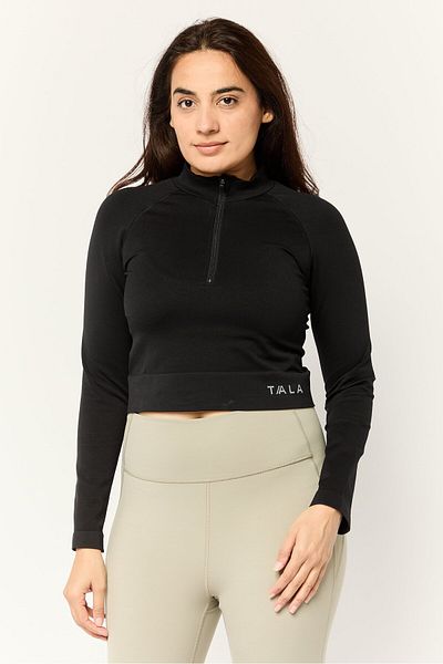 Tala Women High Neck Long Sleeves Brand Logo Sweatshirt, Black