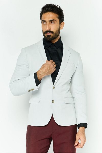 Asos Design Men Slim Fit Solid Formal Blazer, Light Grey