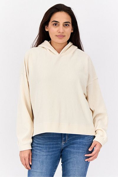 aerie Women Hooded Ribbed Sweatshirt, Ivory