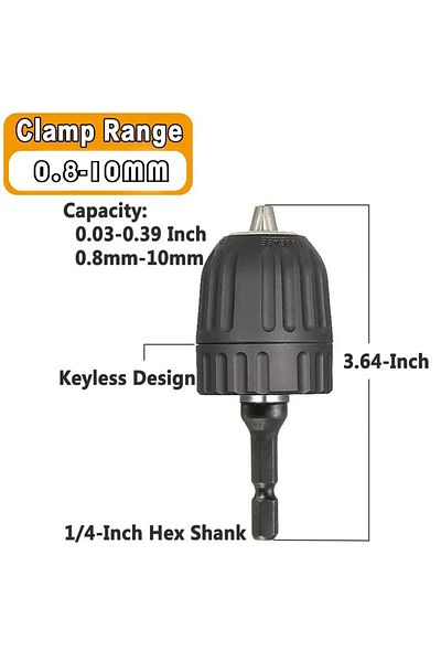 Choice 1PC(0.8-10mm) STONEGO 0.8-10mm Keyless Drill Chuck Converter 3/8"- 24UNF Thread Quick Change Adapter