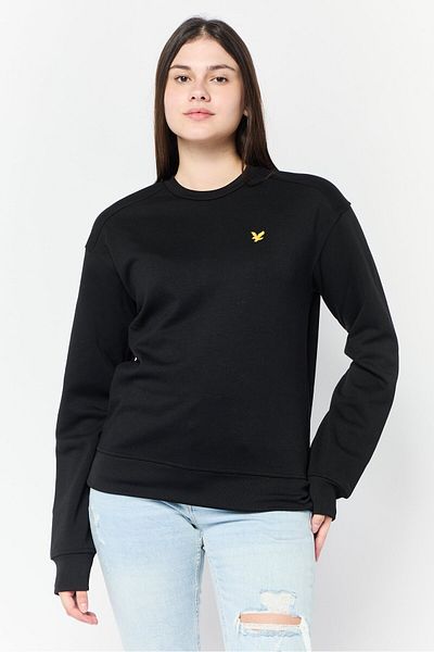Lyle & Scott Women Crew Neck Brand Logo Long Sleeve Sweatshirts, Black