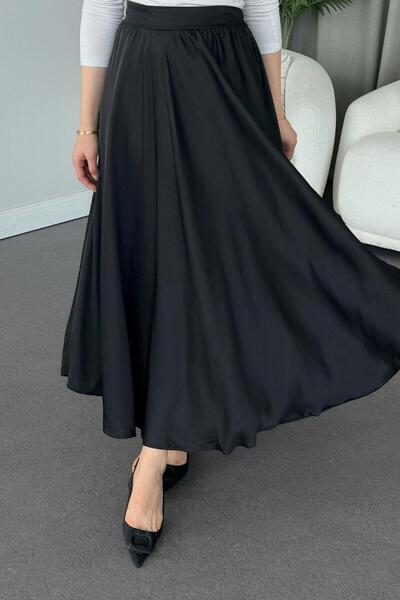 Şulemoda Giyim Kiloş Saten Etek Siyah