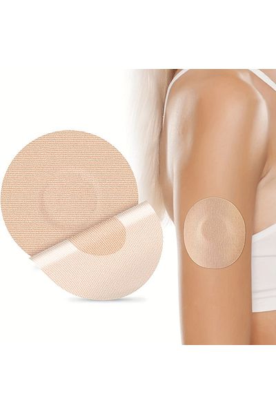 Choice XLARGE GRAY Freestyle Libre2 Sensor Covers - 25-Pack Waterproof Flesh Tone Patches - No Glue Center