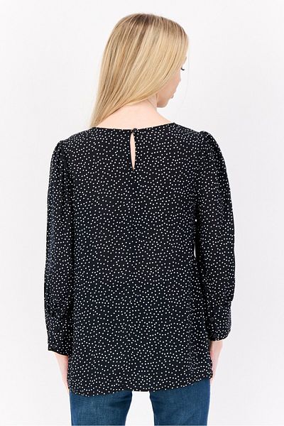 DeFacto Women Round Neck 3/4 Sleeves Micro Dot Blouse, Multicolor