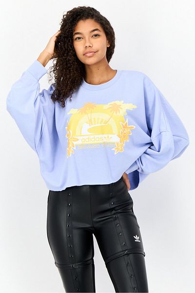 adidas Women Sportswear Fit Long Sleeves Outdoor Sweatshirt, Pastel Blue