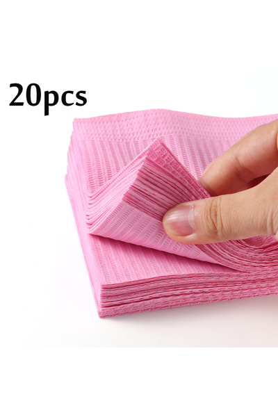 Choice G-188-وردي، 20 قطعة، حصيرة طاولة فن الأظافر، قابلة للطي والتنظيف، للاستخدام مرة واحدة، للعناية بالأظافر، مقاومة للماء